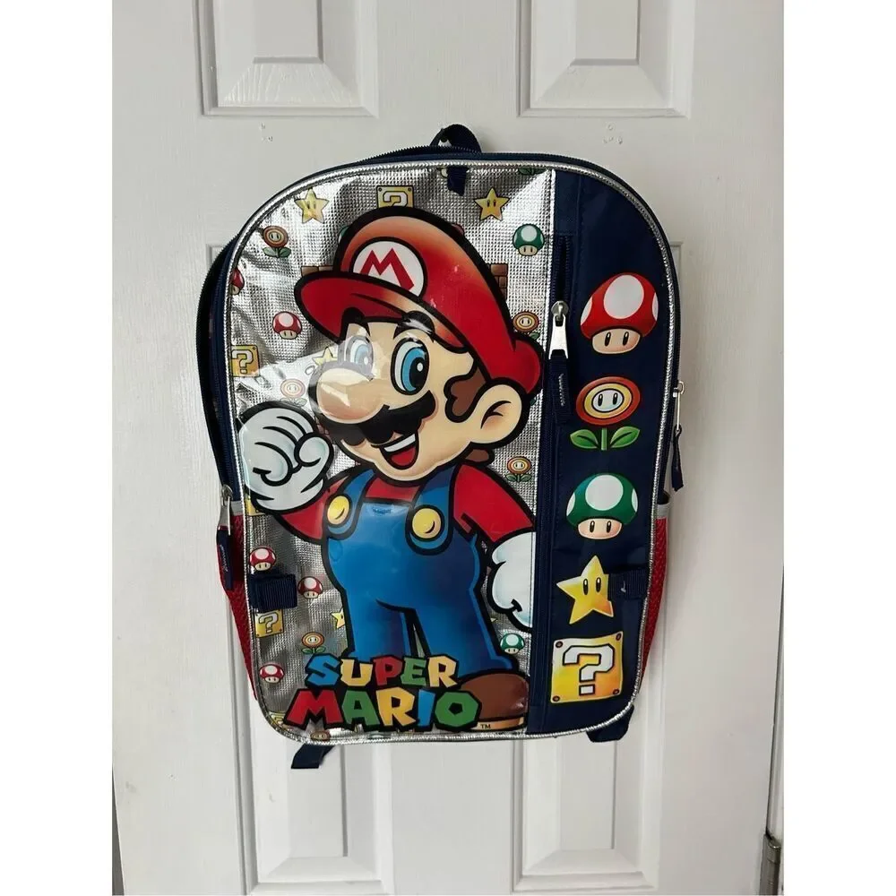 Super Mario backpack kids school backpack size 12x17x5